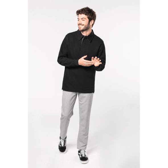 Kariban | Langarm-Poloshirt aus französischem Rippenmuster